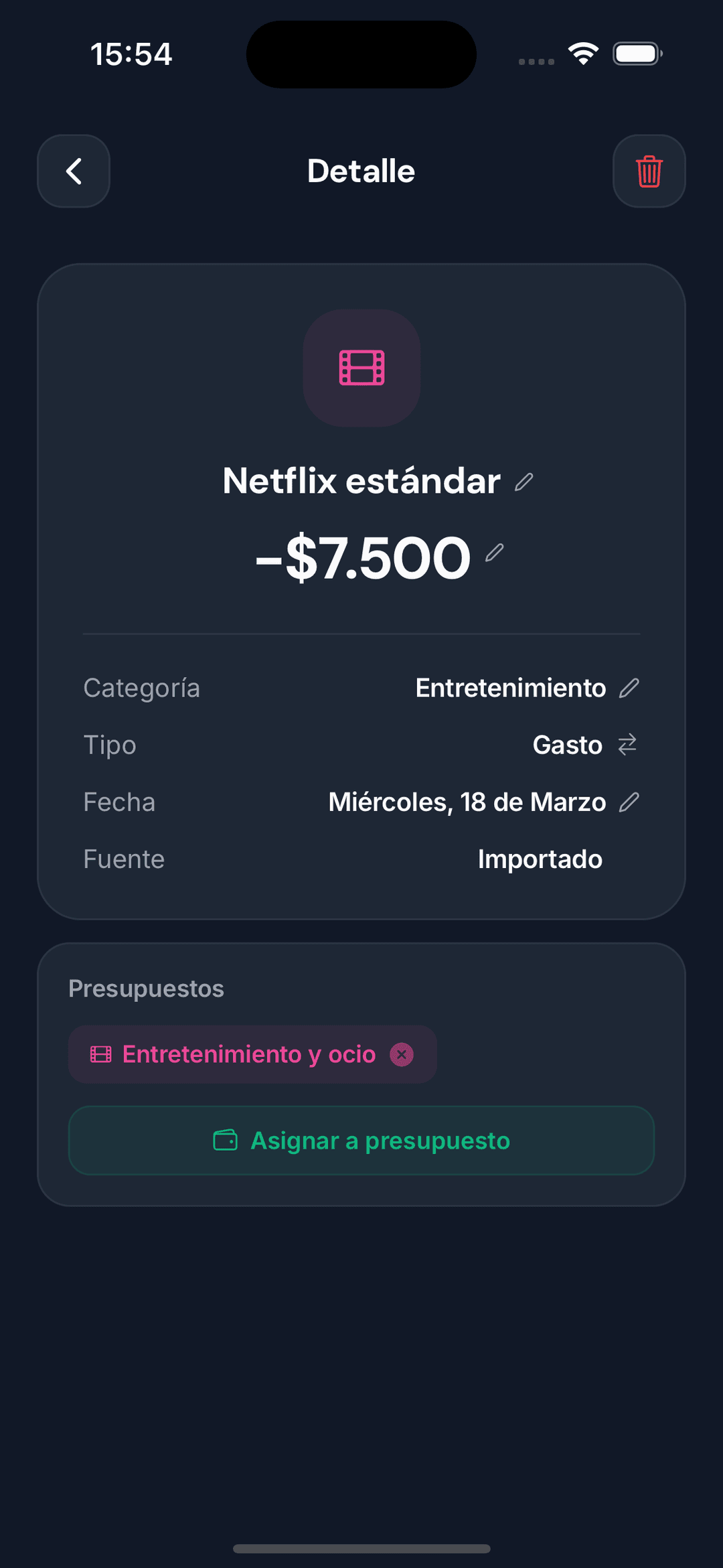 Detalle de movimiento